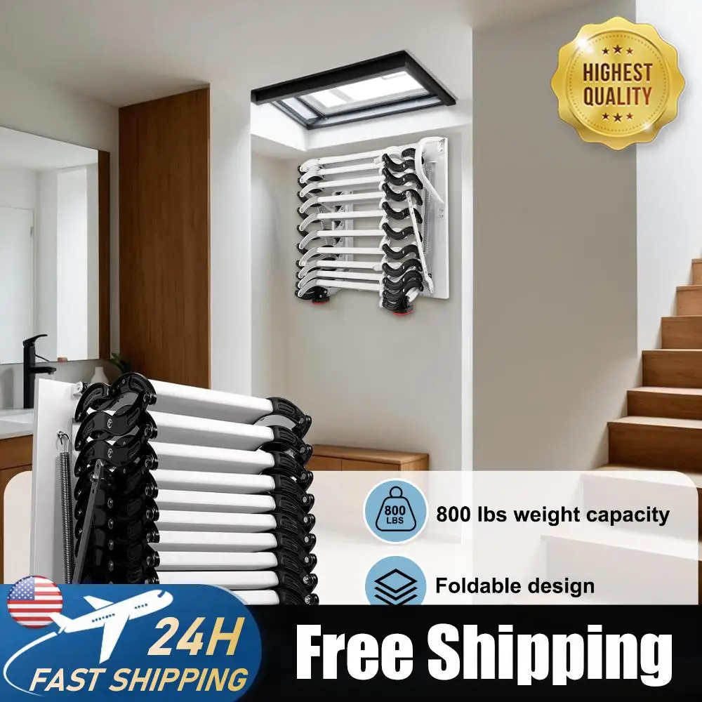 

Настенная складная телескопическая лестница для чердака (12 ступеней, 3.05-3.5 м)