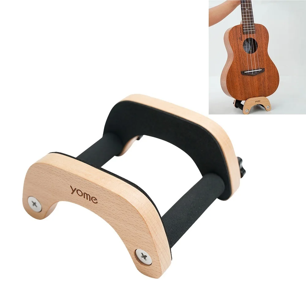 Portable Beechwood Ukulele Stand with Sponge Padding Wood Floor Ukulele Holder for Concerts and School Music Programs