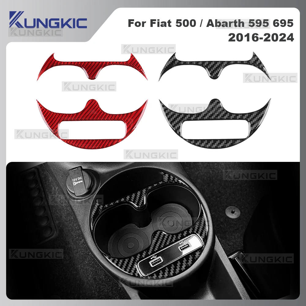 

Real Soft Carbon Fiber Sticker Cup Holder Trim For Fiat 500/Abarth 595/695 2016 2017 2018 2019 2020 2021 2022 2023 2024 LHD RHD