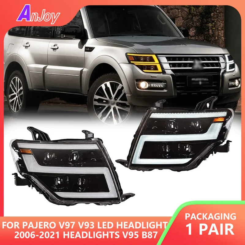 

Lamp for 2pcs pajero V97 V93 LED Headlight 2006-2021 Headlights V95 B87 DRL Turn Signal High Beam Angel Eye Projector Lens