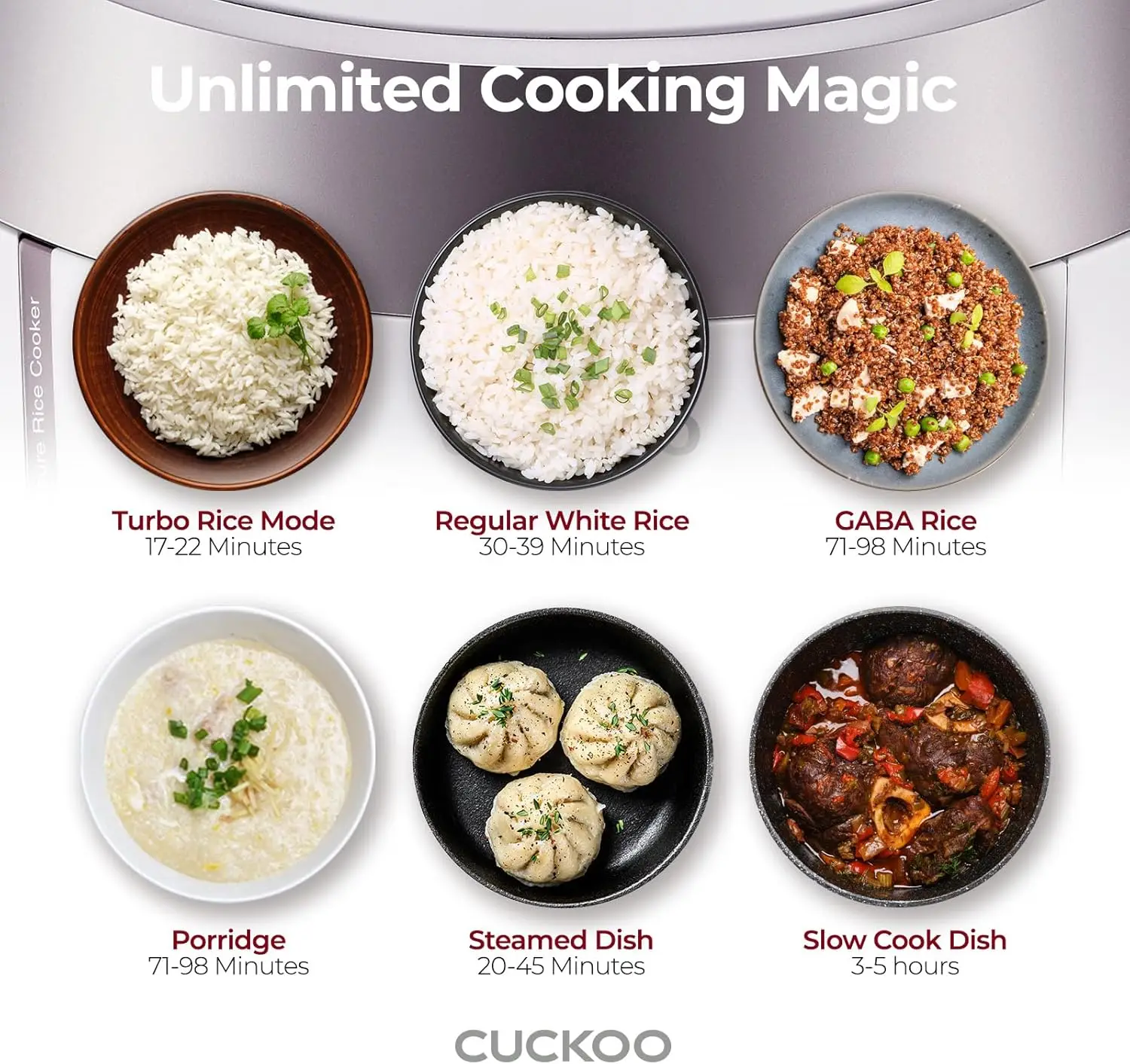 Cuckoo Heating Pressure Cooker & Warmer – 12 built-in programs, Glutinous (white), Mixed, Brown, GABA rice, and more, 10 cups