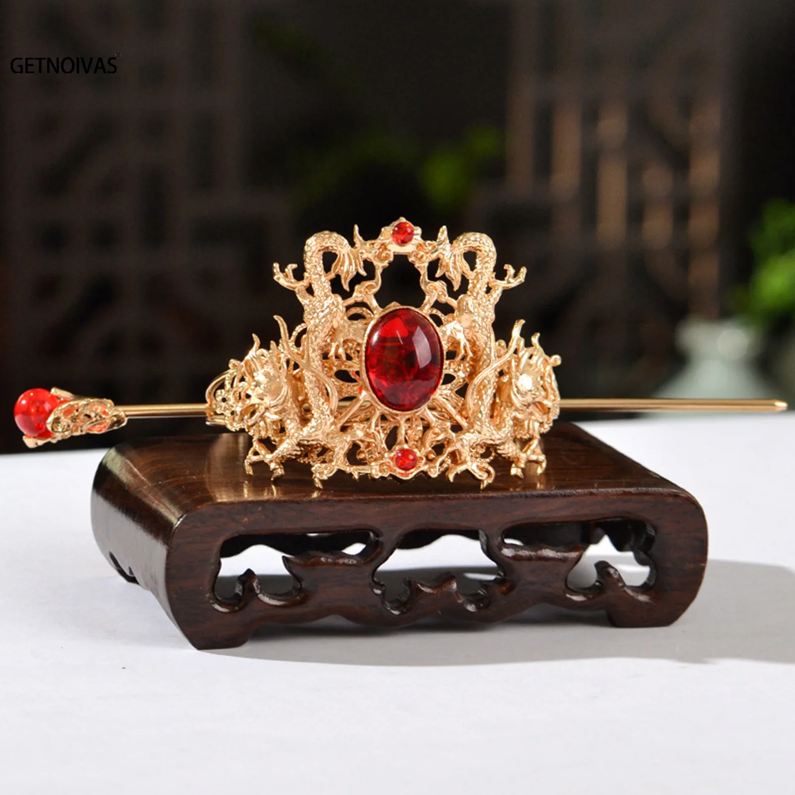 Vintage Chinese Hairpins Clips Ponytail Holder Hair Fork Hair Accessories Metal Pearls Crown Tiara Chinese Style Hair Stick