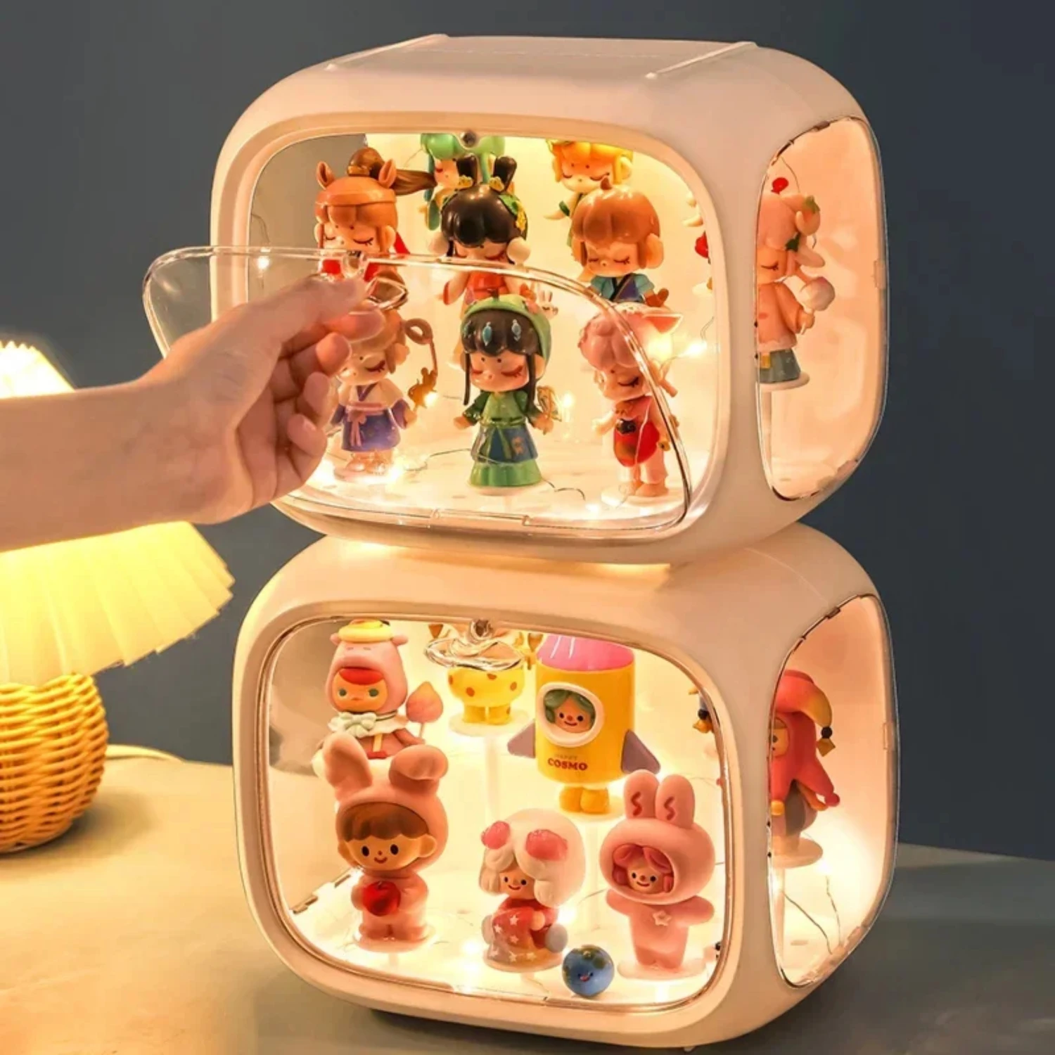 Acrylic Dust Proof Blind Figures Display Case, 24x16x19cm Wall Mounted Showcase for Dolls and Toys, Organize and Protect Artcraf