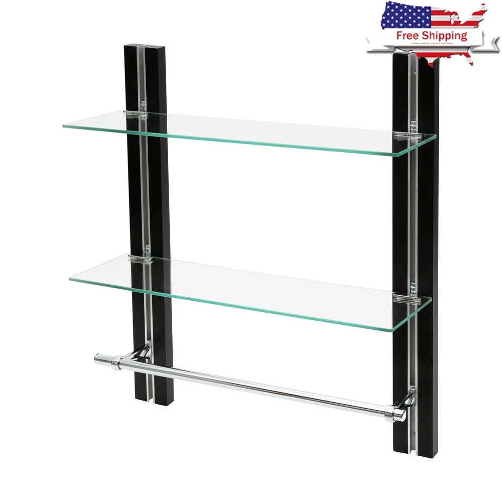 

Роскошная регулируемая полка из закаленного стекла с вешалкой для полотенец, устойчивое к ржавчине решение для хранения предметов первой необходимости в ванной комнате, декор и полотенец