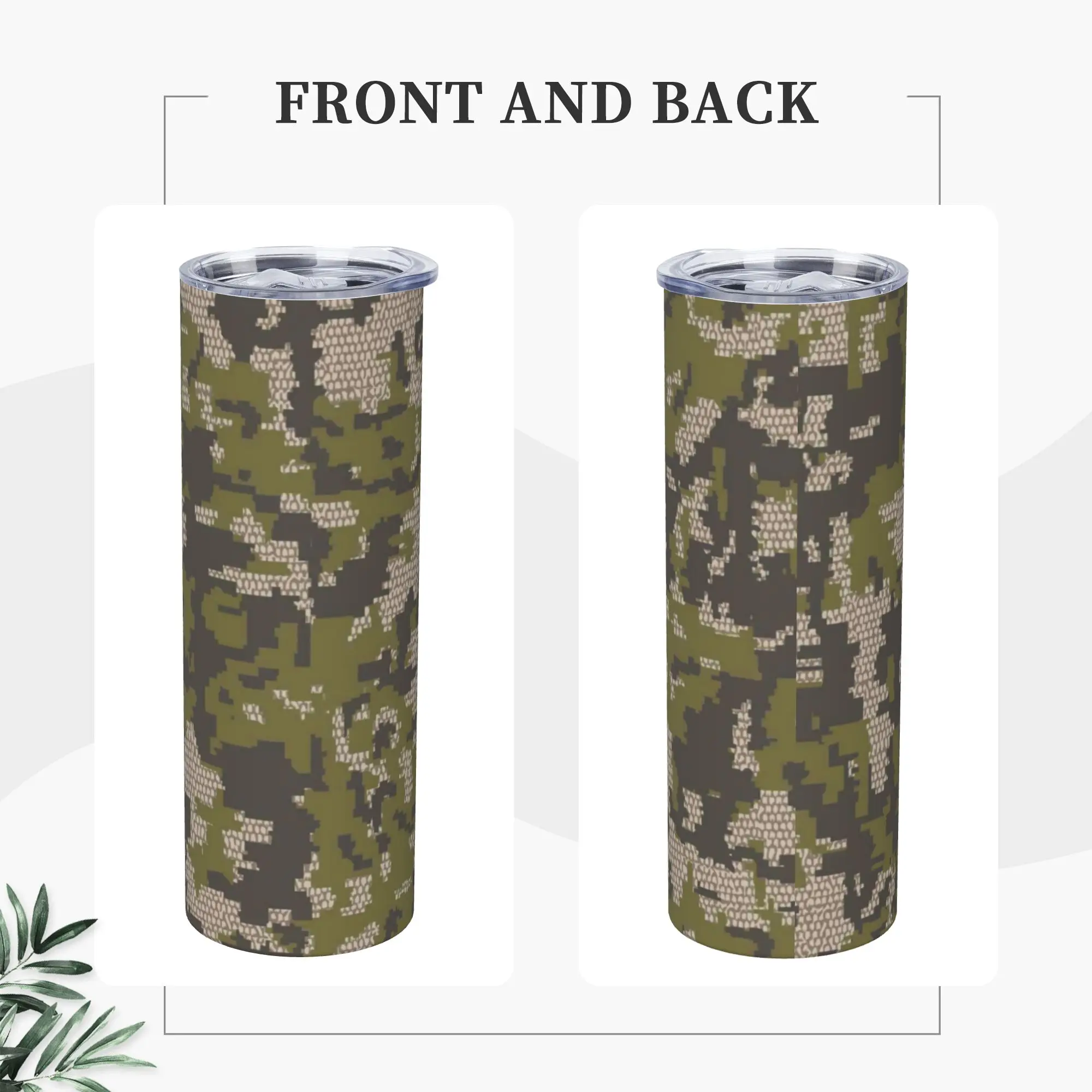 Wicked Camo Verde Camouflage Insulated Tumbler With Lid Straw Tags Vacuum Thermal Mug Stainless Steel Double Wall Water Bottle - view 3