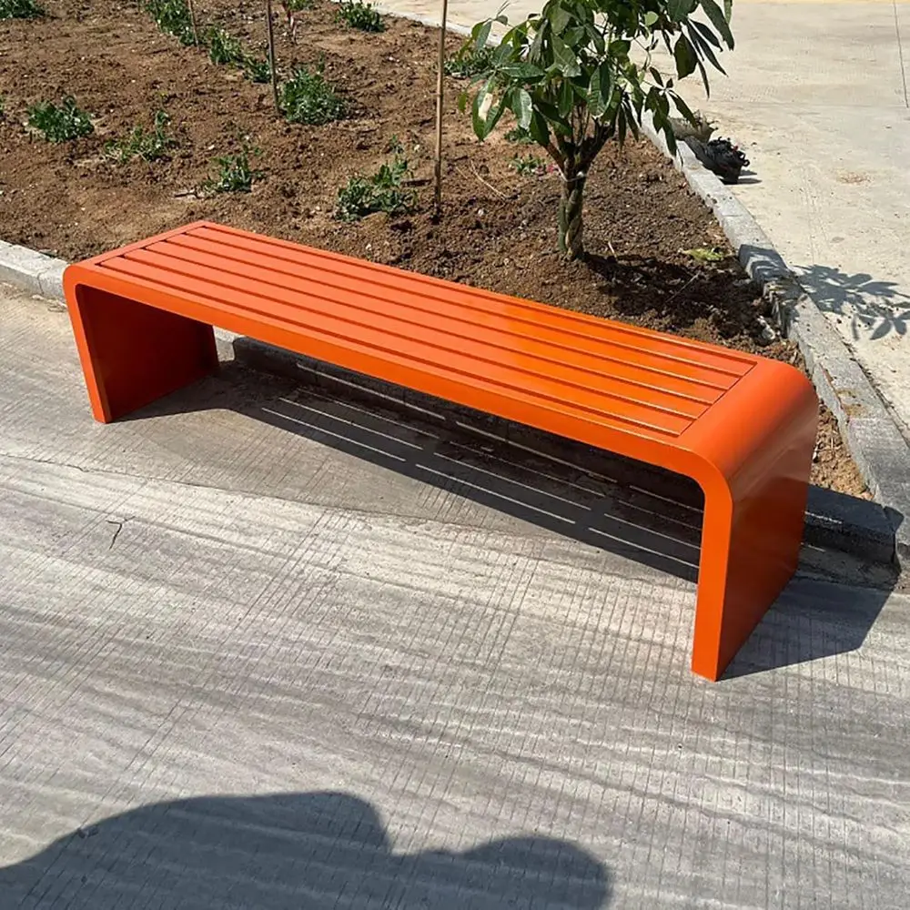 

All-Weather Metal Patio Bench - Durable Outdoor Garden Seat, 660lbs Capacity, Orange, 100cm
