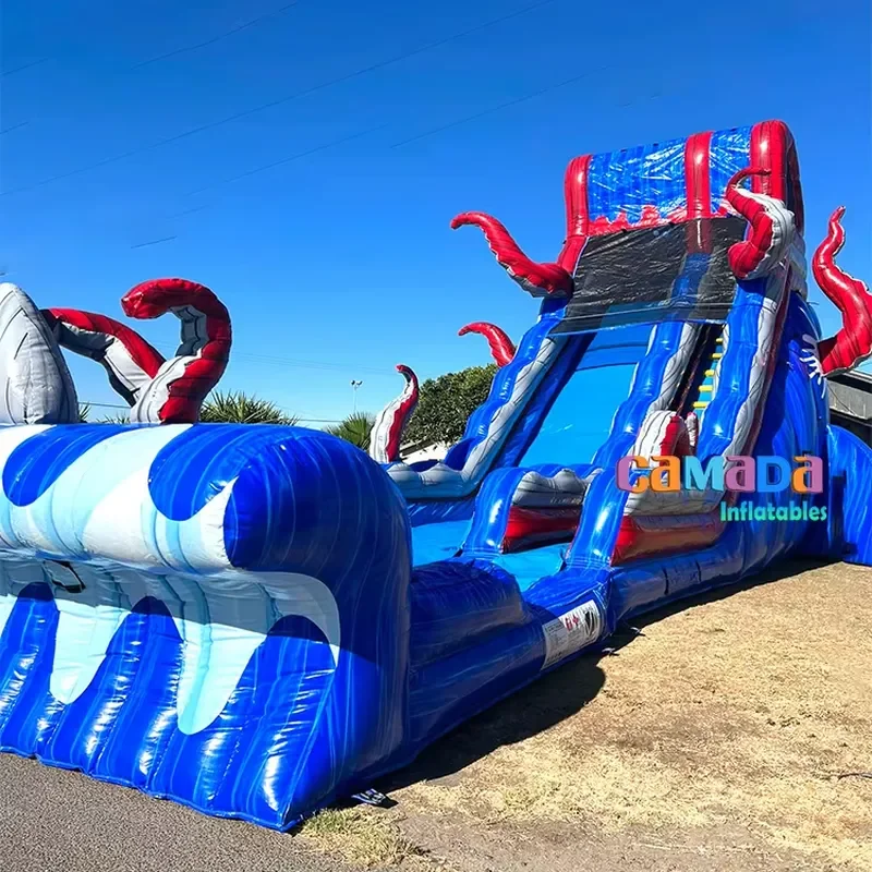 Shark Octopus Ocean Themed Inflatable Water Slide Waterslide Giant Inflatable Pool Slide Castle for Fun Rental Equipment