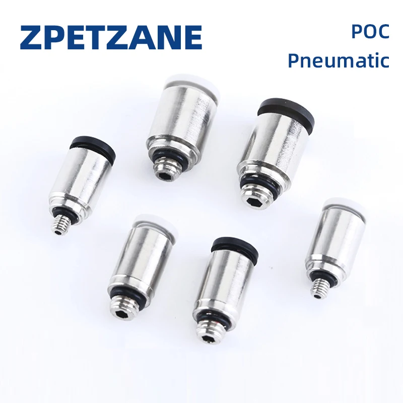 Pneumatic Fittings POC4/6mm-M3/M5/M6 01 Round Thread Straight Through Air Pipe With Hexagonal Hole Micro Mini Connector