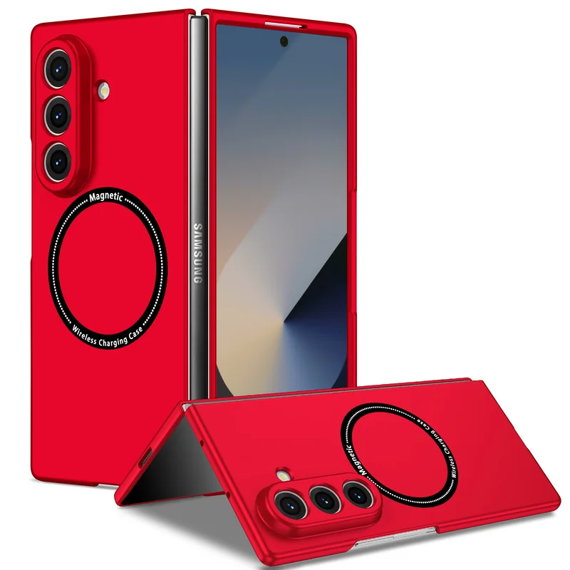 For Magnetic Wireless Charging Phone Case For Samsung Galaxy Z Fold 8 Ultra 7 6 5 4 No Fingerprint Shockproof Bumper Shell Cover