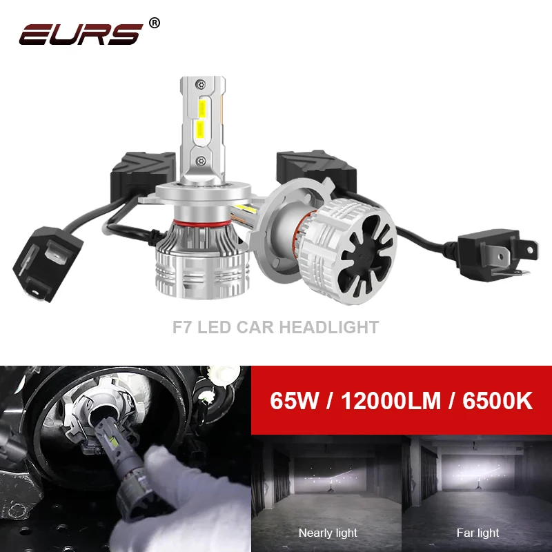 EURS 2PCS F7 12000 Lm 130W LED Bulb Headlight Kit Fog Lamp H4 H7 H8 H11 LED Headlight Bulb CANBUS 12V