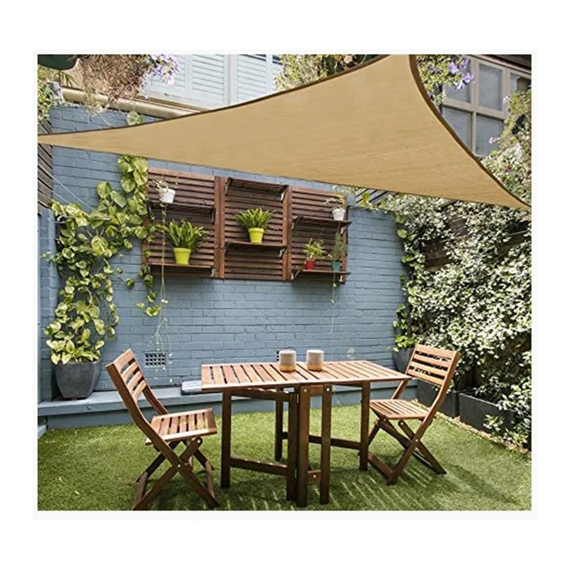 3X3x3meter Triangle Sand Sun Shade Sail Canopy UV Block Awning For Outdoor Patio Garden Backyard For Patio Outdoor-Khaki