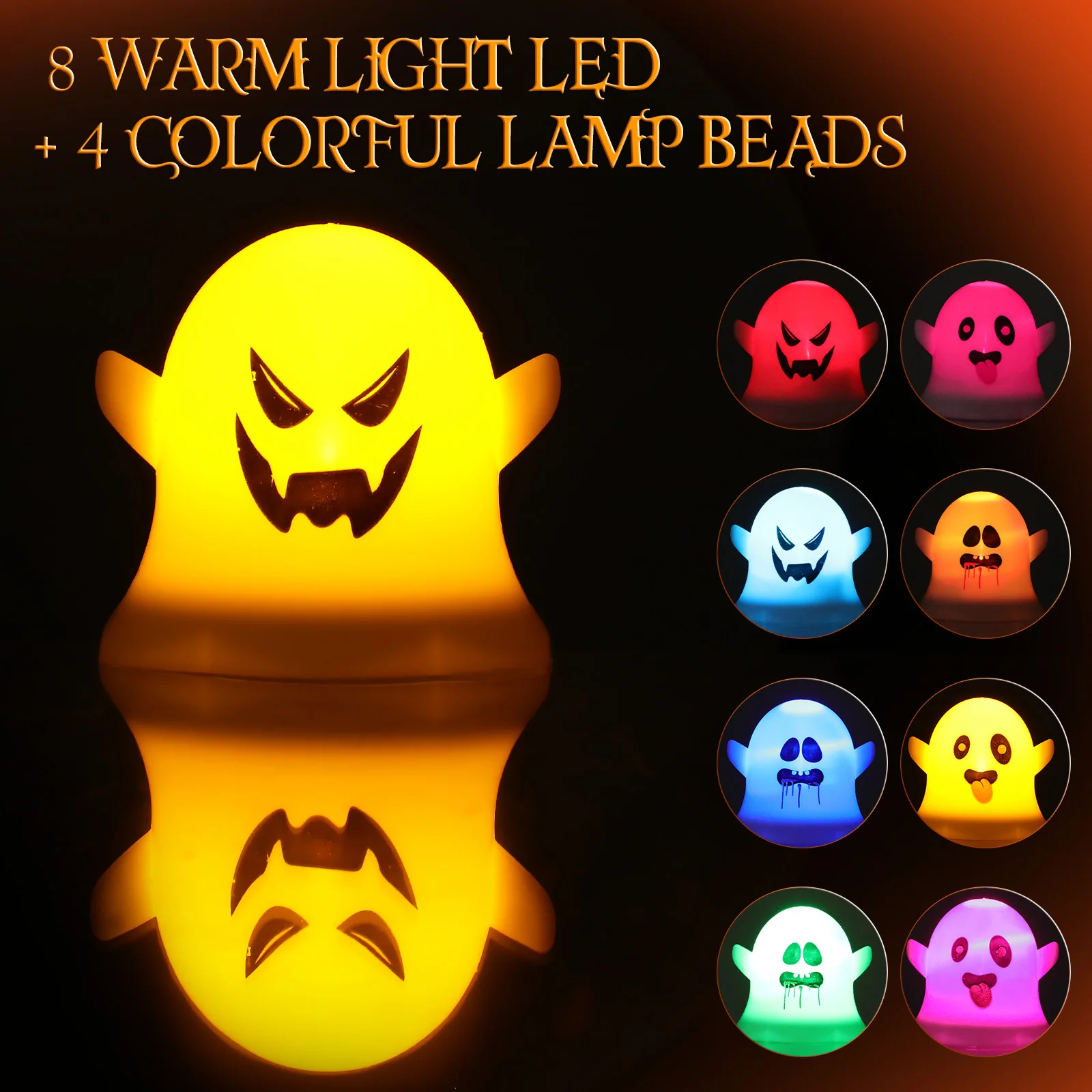 12pcs 깜박이는 Flameless LED 양초 할로윈 유령 차 빛 배터리 운영 파티 홈 인테리어