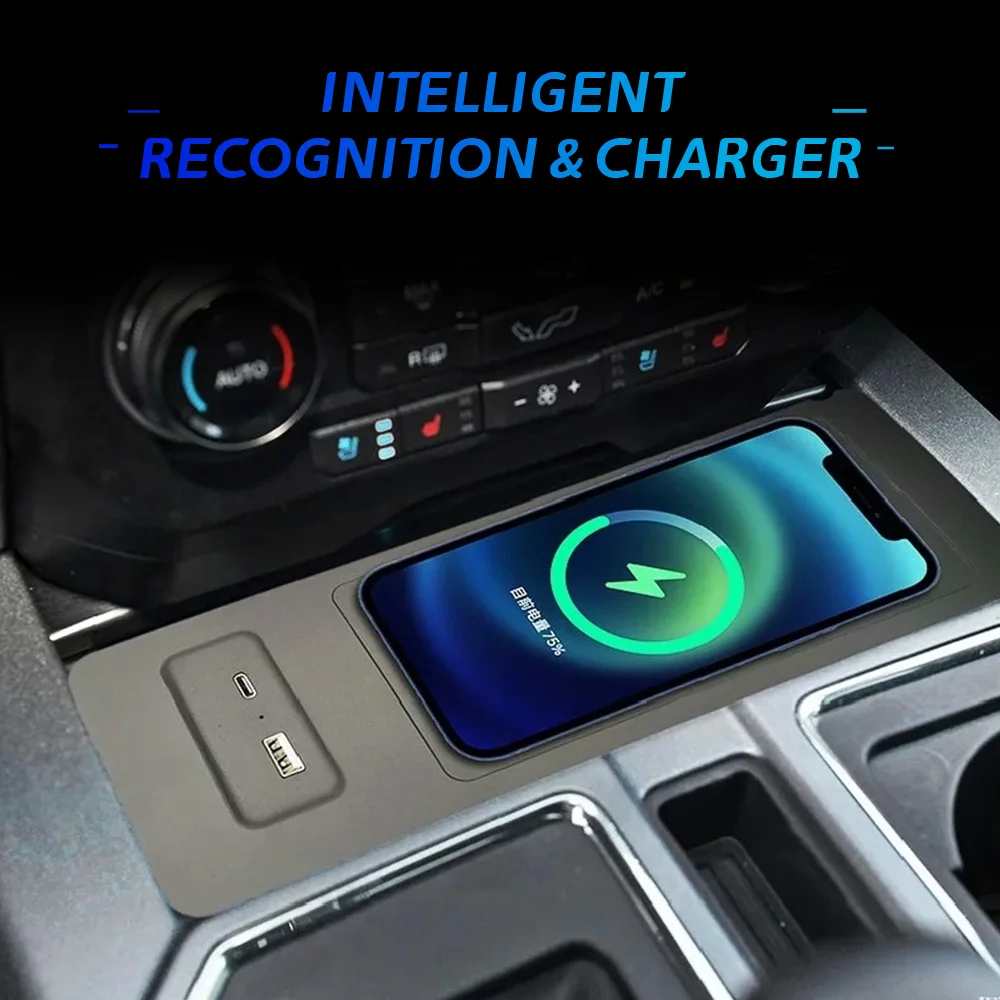 Wireless Charger Plate Mat for Ford F150 2015-2020 Fast Car Phone Charger Accessory