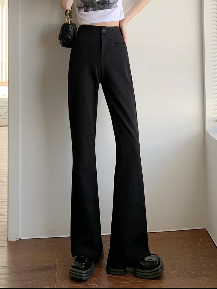

Bla High Waist Bell Bot Pants Women's Design Sensation Small Cro Spicy Girl Floor Length Pants Slimming Long Trousers
