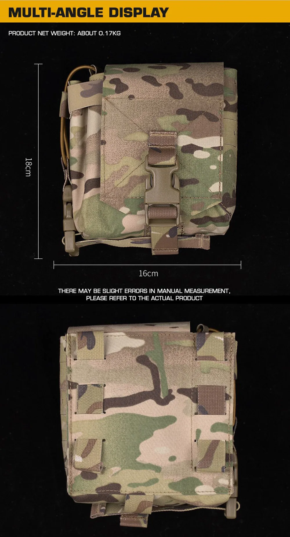 IDOGEAR Tactical Single Mag Pouch Open-Top MOLLE Magazine Pouch Elastic Airsoft