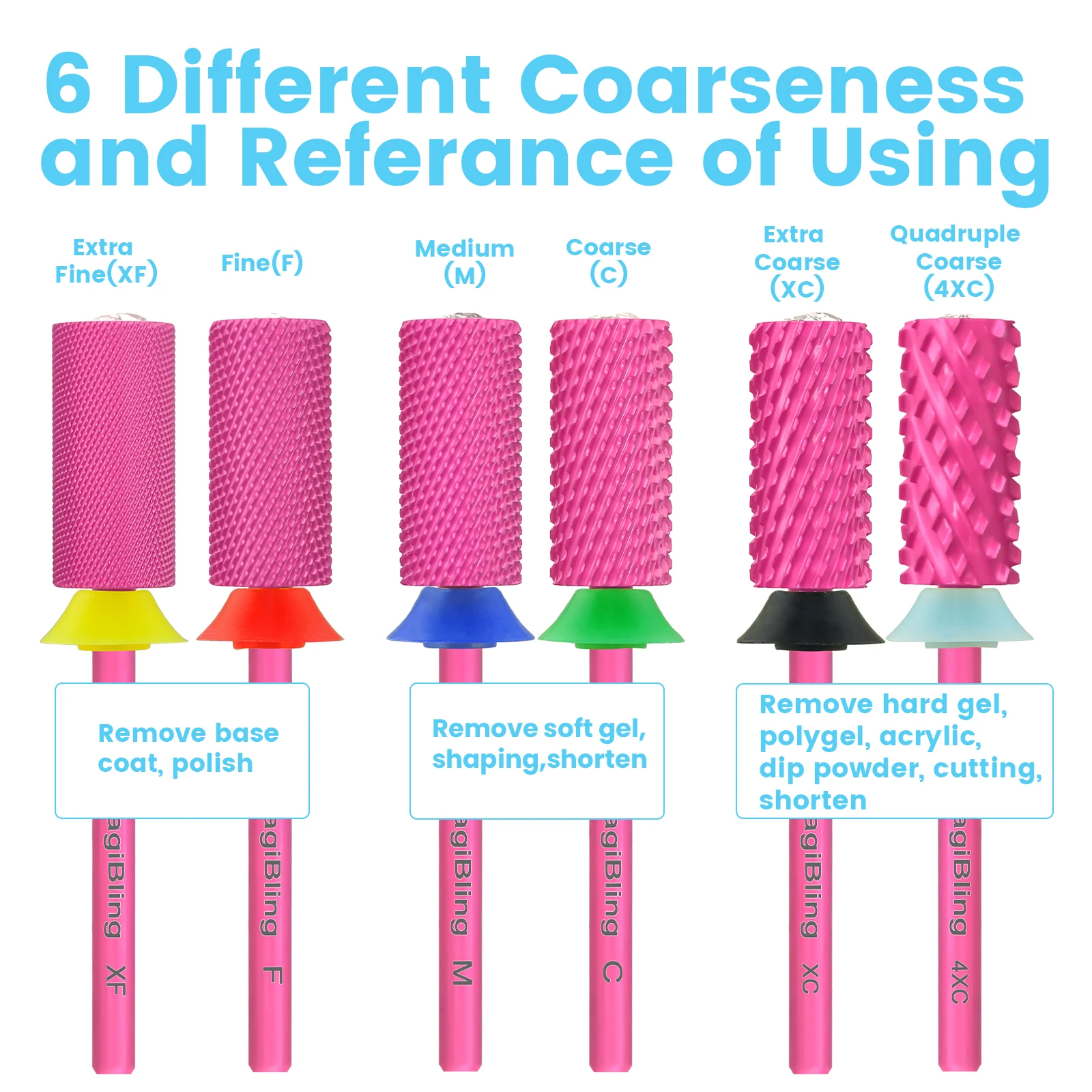 MagiBling รูปหัวใจคริสตัลเจาะเล็บ Bits คาร์ไบด์เครื่องตัดบาร์เรลขนาดใหญ่ซ้ายขวามือใช้หัวเจียร Remover สําหรับเล็บเจล