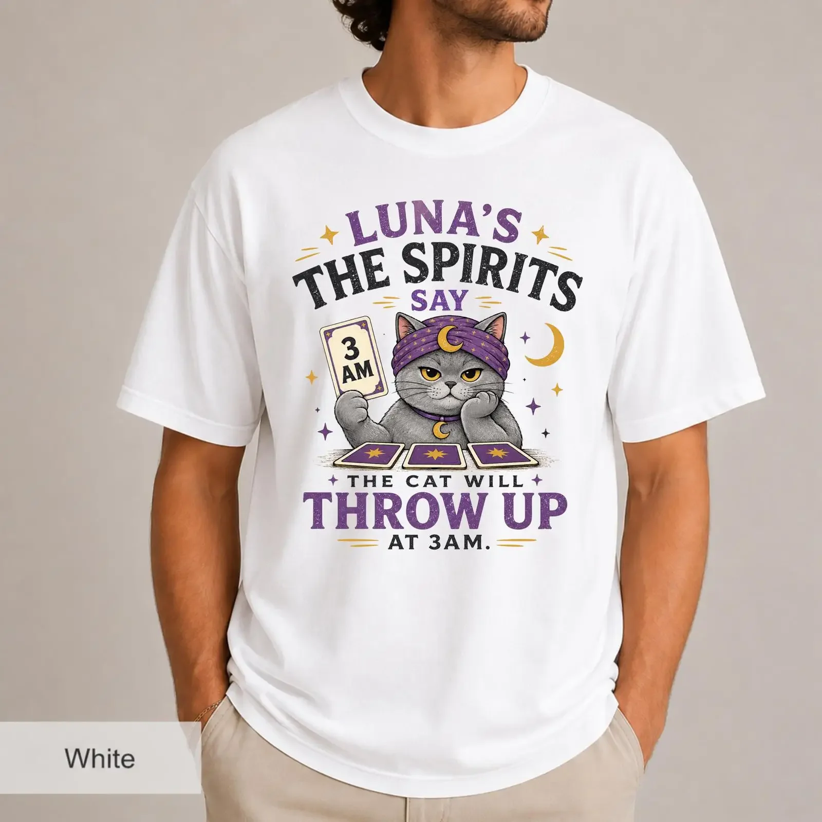 Funny British Shorthair T Shirt Personalized Cat Prophecy Mystical Mom 3AM Pet Owner Humor vintage Washed Top For Everyday Wear