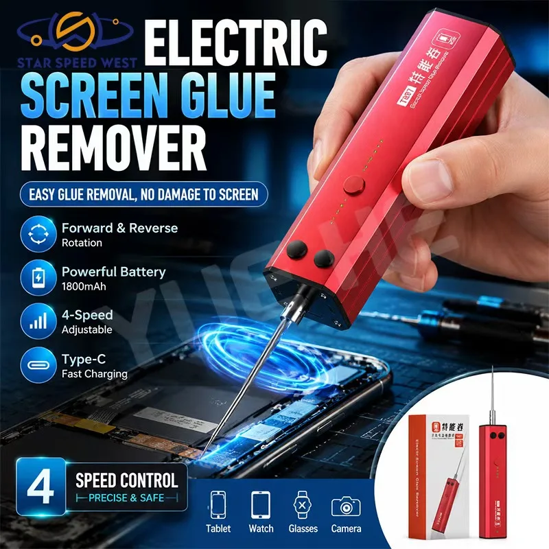 YCS T807 Electric Screen Glue Remover Type C Charging 4-Speed Adjustable Forward Reverse Rotation for Mobile Phone Repair Tools