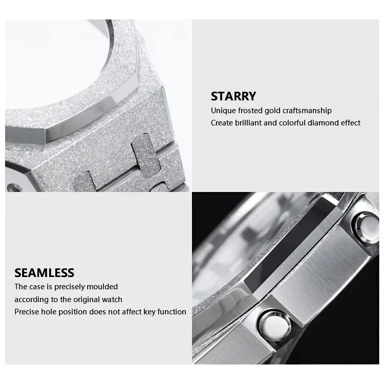 For Casioak GM2100 Mod Kit Emery Frosted Stainless Steel Metal Case &Strap Gen4/Gen5 Modification Kit Casioak GM-2100 with Screw