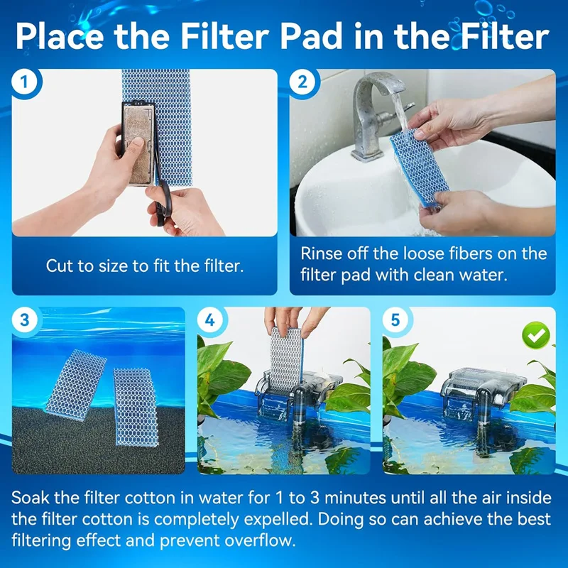 8D Aquarium Fish Tank Sponge Filter No Glue Foam Biochemical Cotton Aquarium Filtration Accessory for Tank Pond Foam Filter Pad