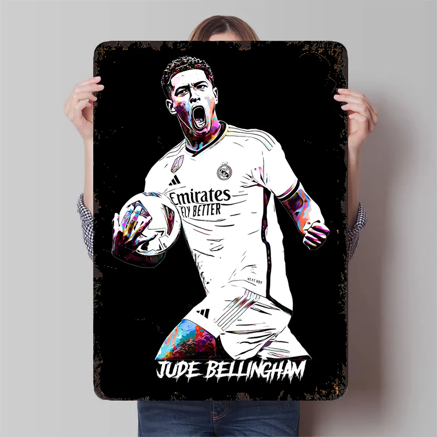 Jude Bellingham Real Madrid FC Soccer Star Metal Wall Art Decor for Football Fans Home Decorations