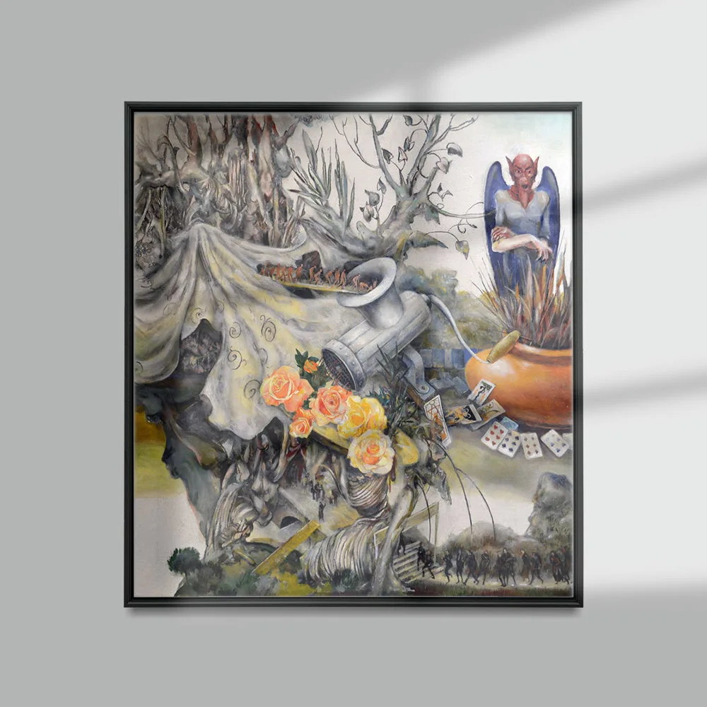Satan Devil Print Art Vintage Poster Falling Into Hell Antique Canvas Painting Wall Picture Garden Decor