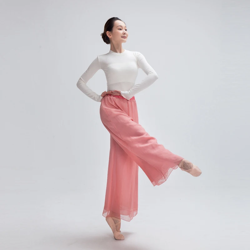 Cintura alta drapeado chiffon calças largas femininas verão fino dança yoga calças casuais fluindo sle design assimétrico longo tro...