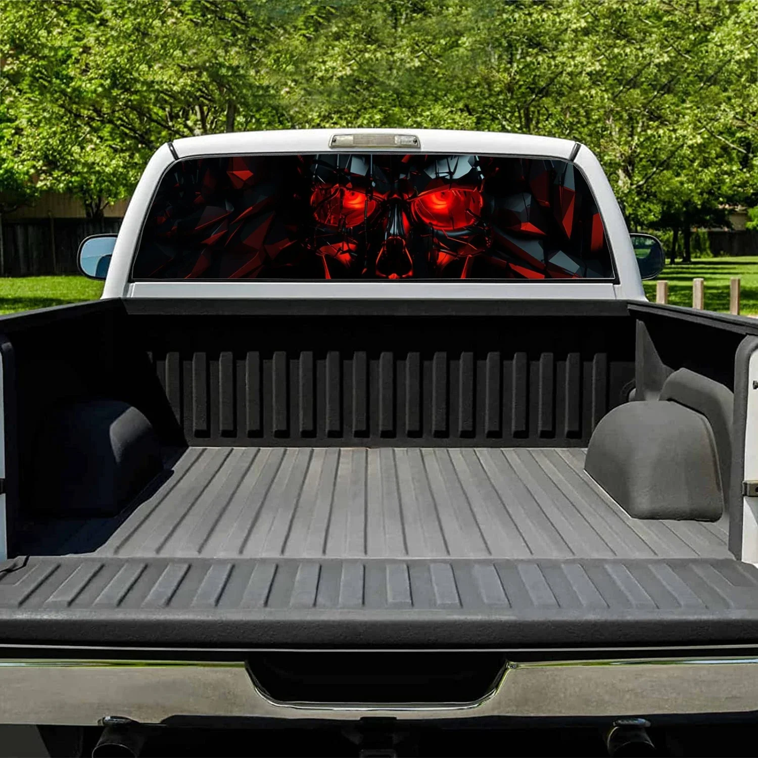 Dark Devil Skull Car Rear Window Decal Fit Pickup,Truck,Car Universal See Through Perforated Back Window Vinyl Sticker
