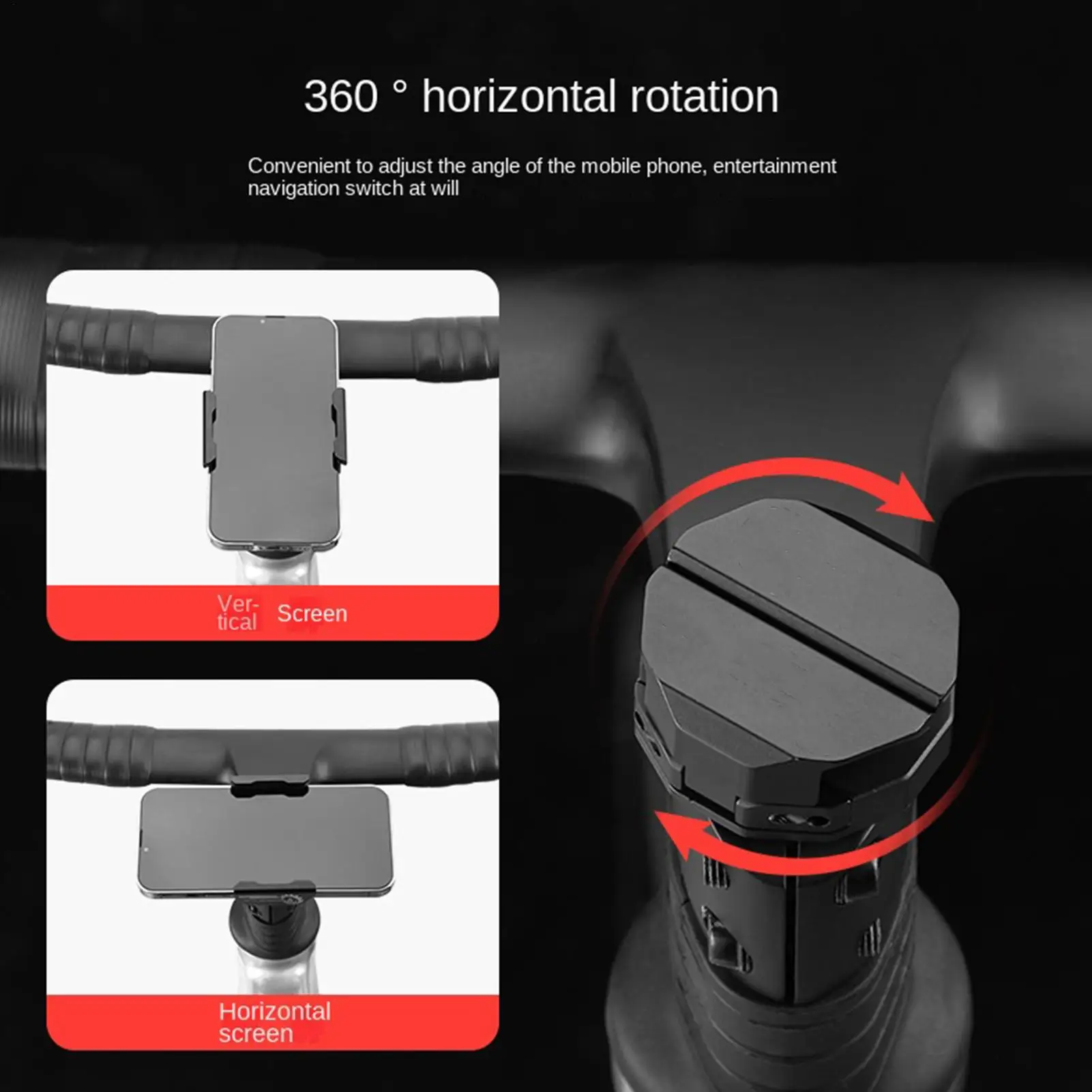 

Bike Phone Mount Vibration-Resistant Bracket Landscape Portrait Bicycle Phone Holder For Stem Mounting For Mountain Road