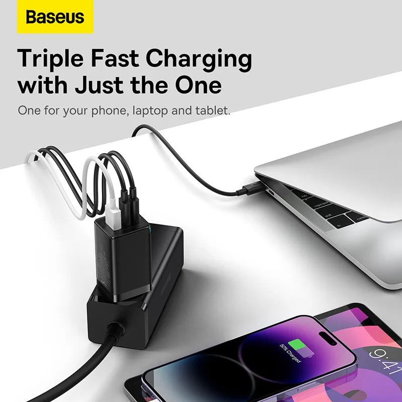 Baseus 65W GaN5 Charger Quick Charge 4.0 3.0 Type C PD USB Charger with QC 4.0 3.0 Portable Fast Charger For Laptop iPhone 14 13