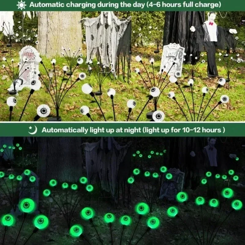 ソーラーハロウィン屋外目玉ライト防水怖い装飾グリーンウォームホワイトカラー LED 点滅ホタル効果庭