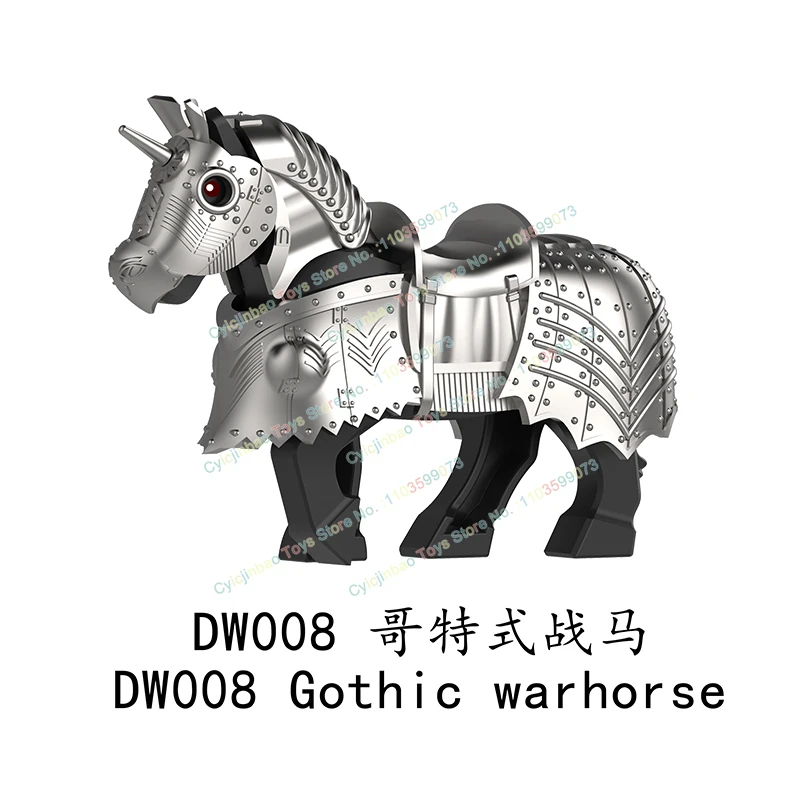 DW007-009 Serie di animali Cavalluccio da guerra Supporti Blocchi di costruzione medievali Action Figure Modello creativo Accessori Bambole Giocattoli per bambini Regali
