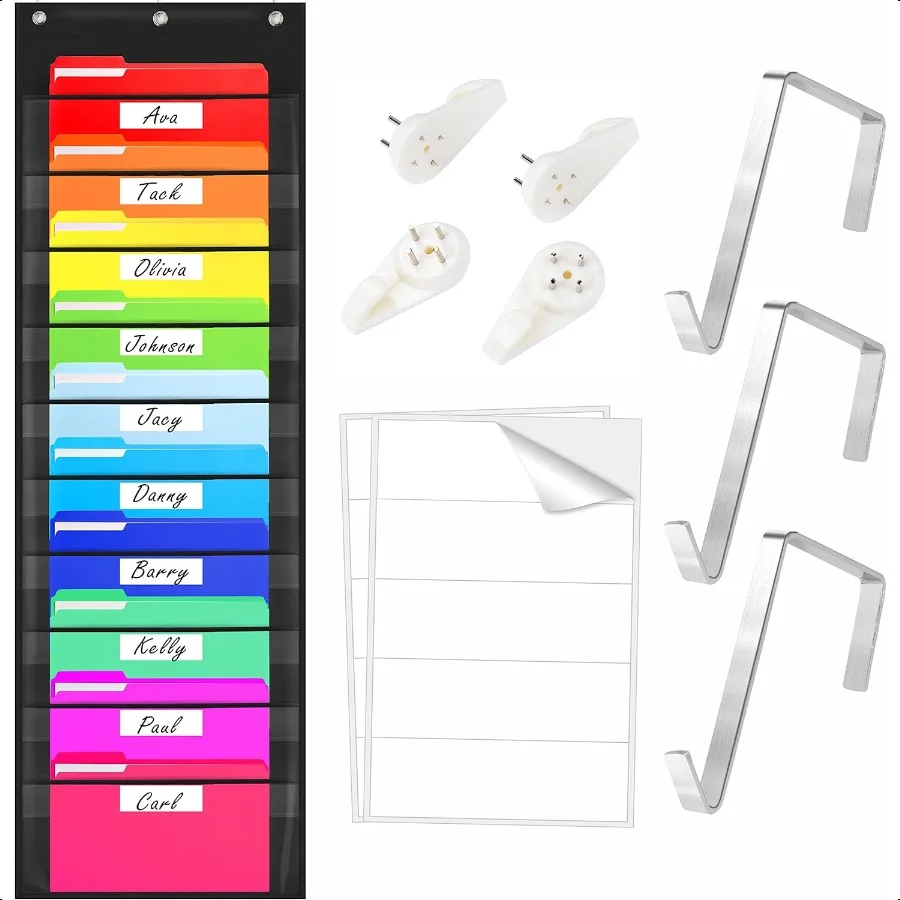 

Storage Pocket ChartHeavy Duty Wall File Organization Folder with 10 Clear File Pockets 10 Blank Name Stickers Plus etal Hanger