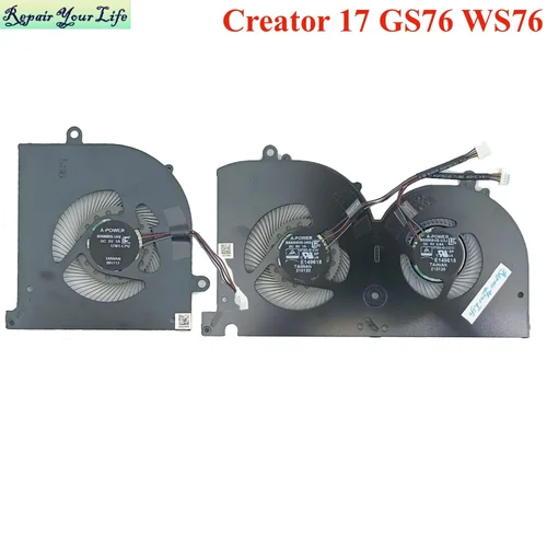 Imagen 1 del producto Ventiladores de refrigeración GPU para CPU de ordenador portátil para MSI GS76 WS76 Creator 17 GS76 Stealth 11UE 11UG 11UH ventilador enfriador MS-17M1 17M1-CPU BS5005HS-U4Q