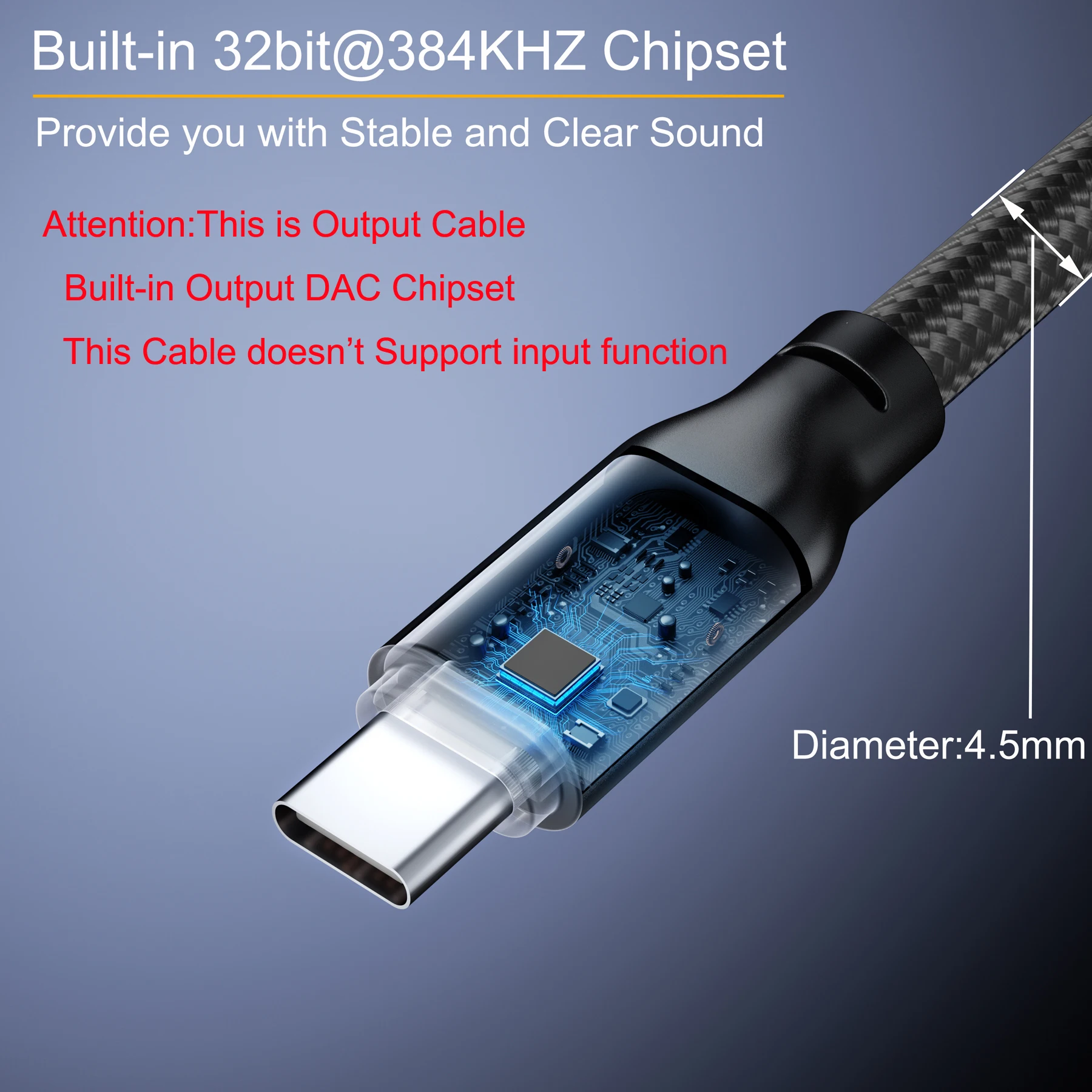 Bochara Braided Type C to Dual XLR Male Output Audio Cable Built in Chipset Foil+Braided Shielded For Speakers