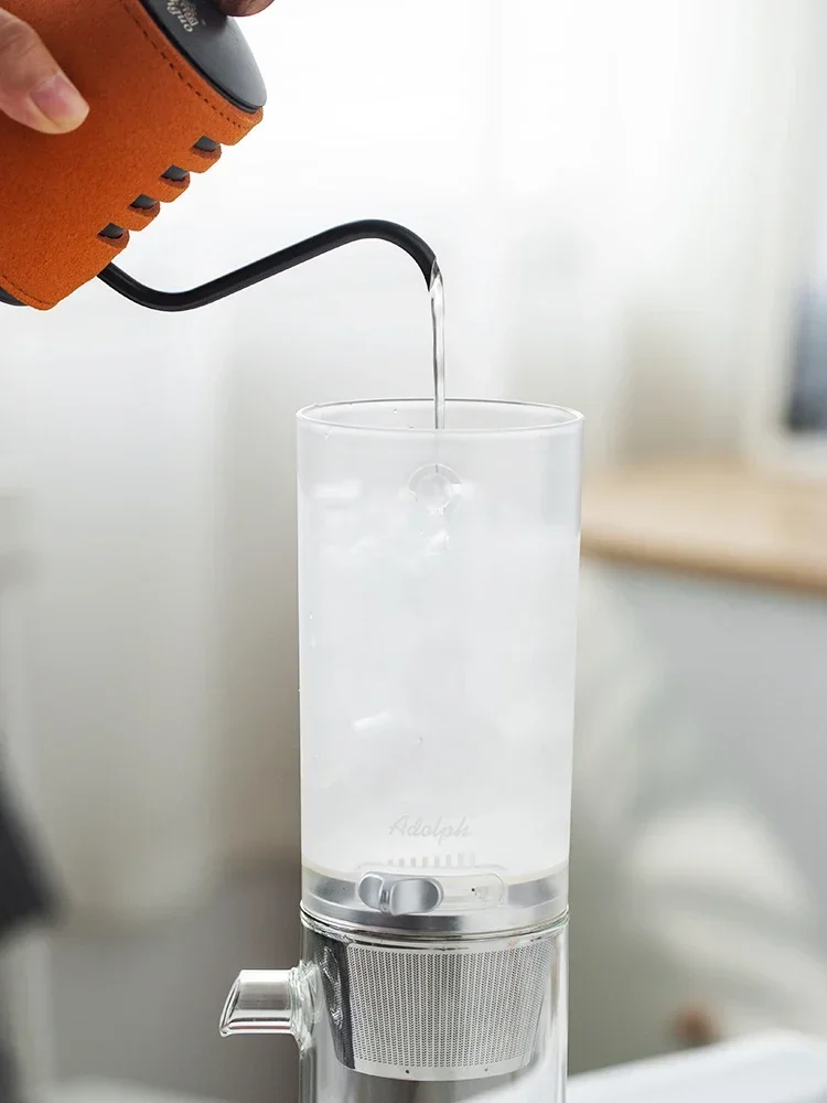 Vendite calde Caffettiera a goccia per ghiaccio con beccuccio a bolla Caffettiera per birra fredda domestica Caffettiera per birra ghiacciata a mano con gocciolamento di ghiaccio a doppio scopo