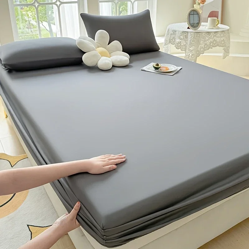Solid Color Household Mattress Protector Single Fitted Sheet 360-Degree All-Around Dust Cover for Hotel Mattresses Dormitory Bed