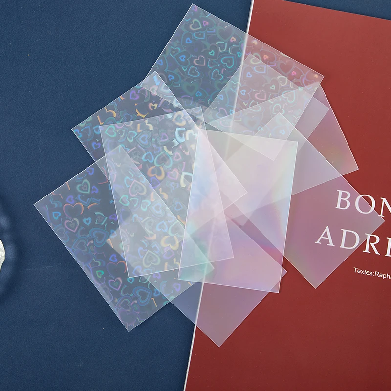 50Pcs/pack Glittery Love Heart Laser Kpop Idol Photocard Card Sleeve Photo Card Protective Storage Bag Student Stationary Supply