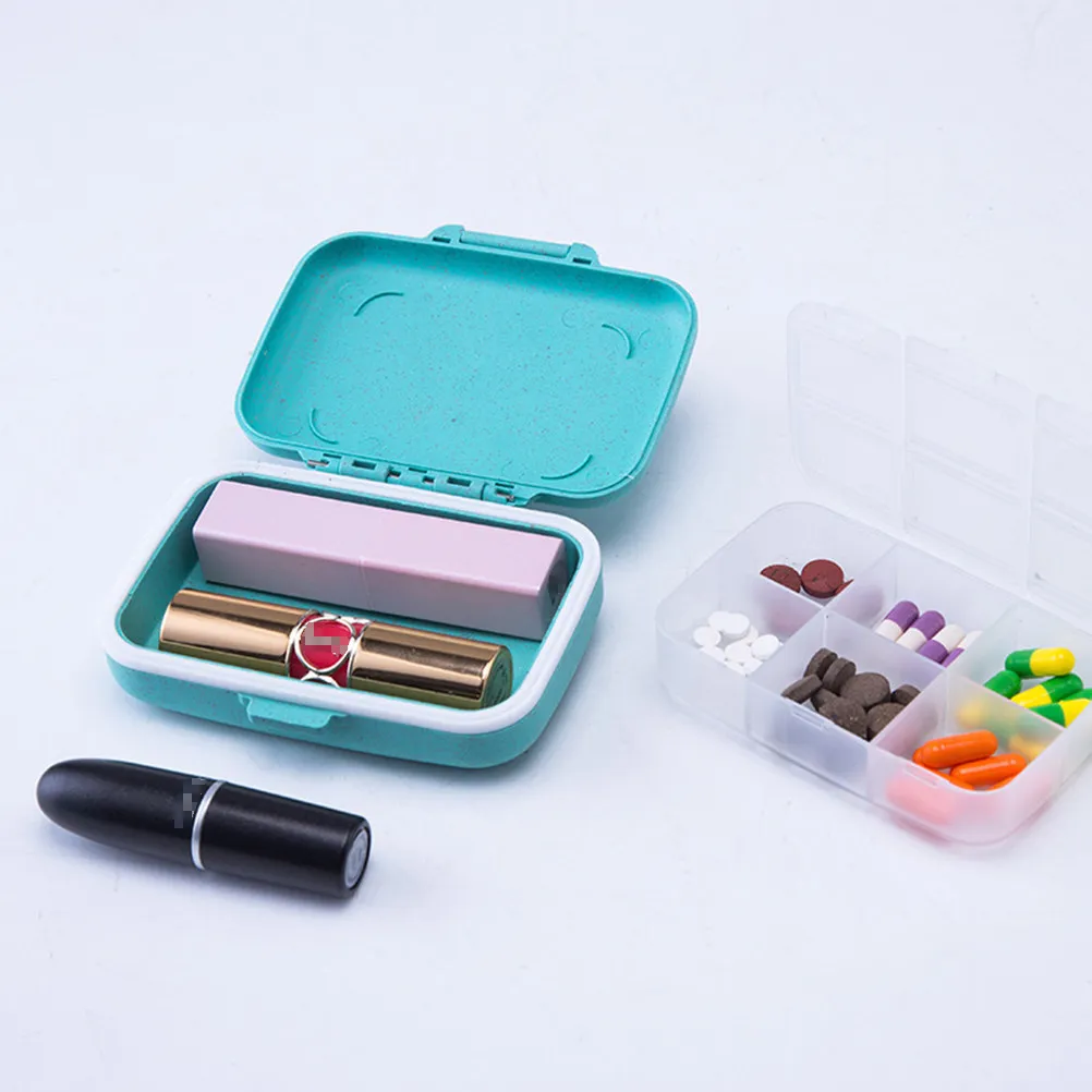 Six Compartments Portable Pill Box Organizer Medicine Dispenser Travel Case Storage Holder Vitamin Tablet Container Random Color