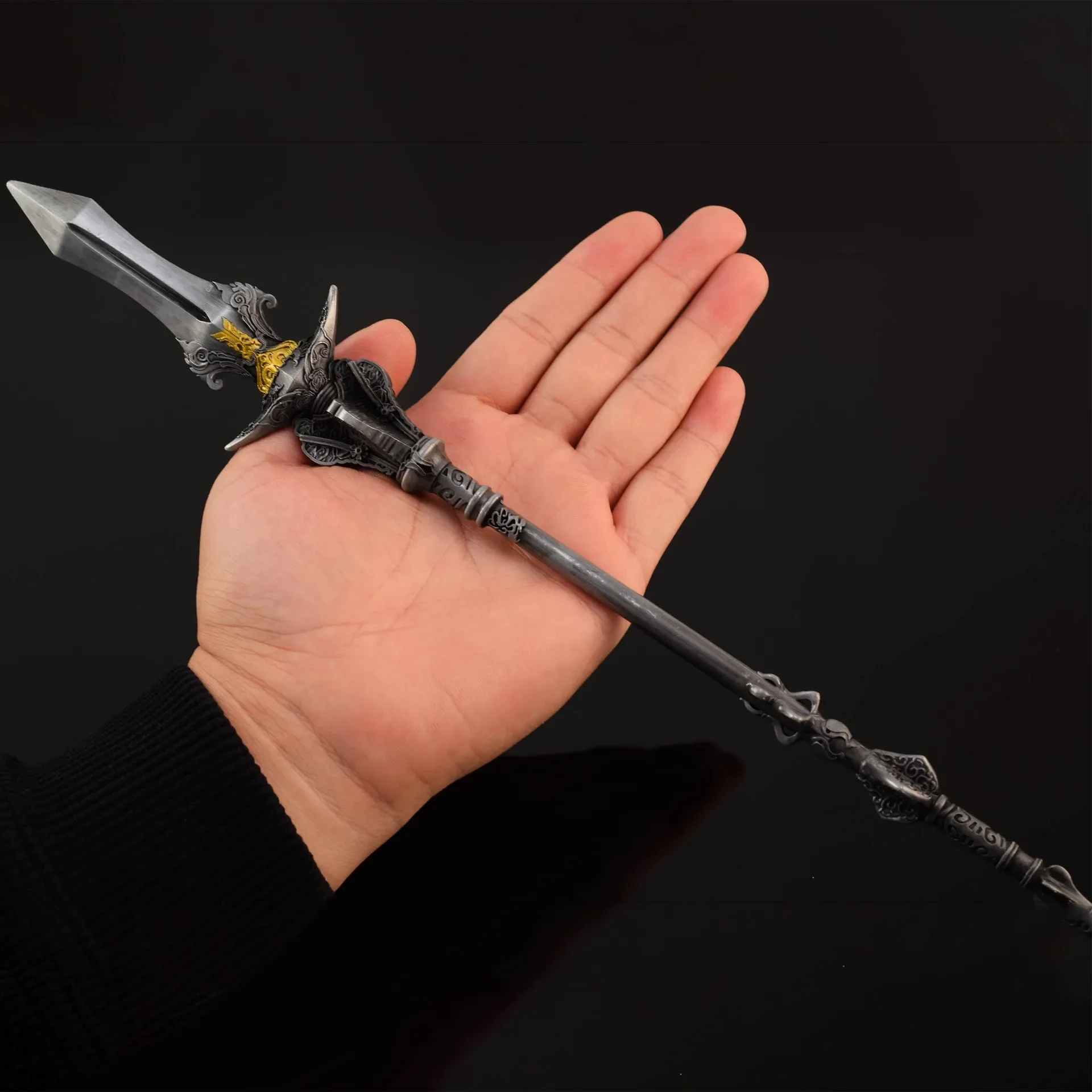 35cm White Gun Spear Black Myth: Wukong Game Peripherals Monkey King All Metal Sword Model Home Ornament Craft Gift Toy For Fans