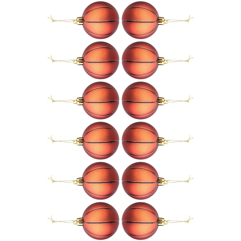 

12 Pcs Sports Christmas Ball Pendant Ornament Decor Plastic Party Round for Chistmas Tree