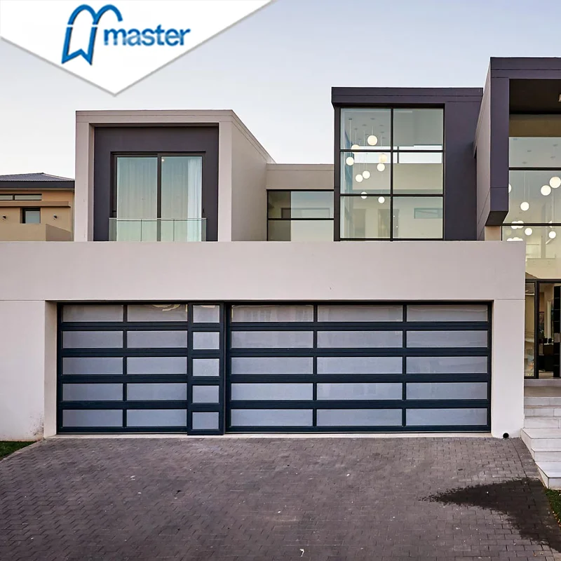 

Wholesale Best Price Customized Modern Residential Tempered Glass Overhead Aluminum Glass Garage Doors For House
