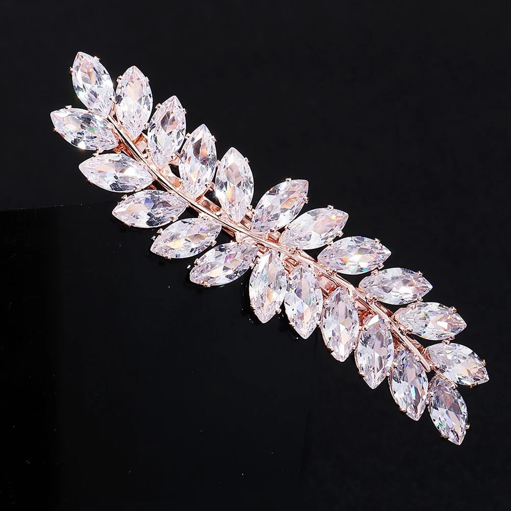 

Zircon Clamp Lightweight Leaf Design Hairpin For Women Girls Party Decoration Rhinestone Hair Clip Fashionable Headdress Hair