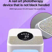 SunL5 260W Secador de uñas profesional 45 eds Secador de uñas Lámpara UV para curado todo el esmalte de uñas de gel Sensor de movimiento Manicura Pedicura