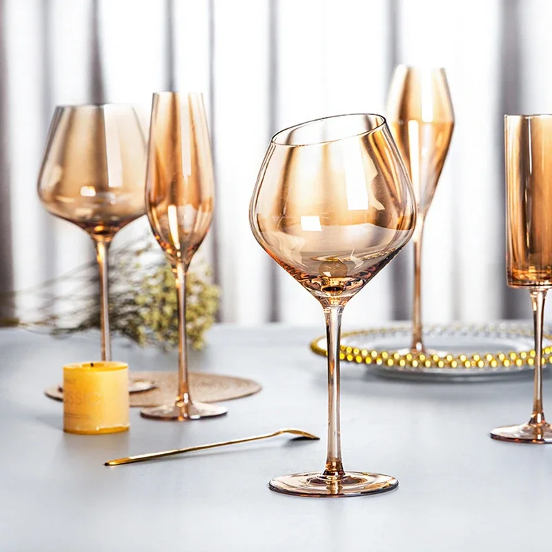 Crystal Amber Red Wine Glass Decanter Ultra-Thin Burgundy Bordeaux Goblet Big Belly Tasting Cup Bar Home Wedding Party Drinkware