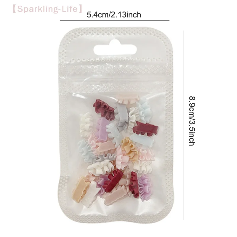 30PCS 3D French Nail Art Skirt Hemline Charms Accessories Curved Resin Lace For Manicure Nails Decoration Supplies