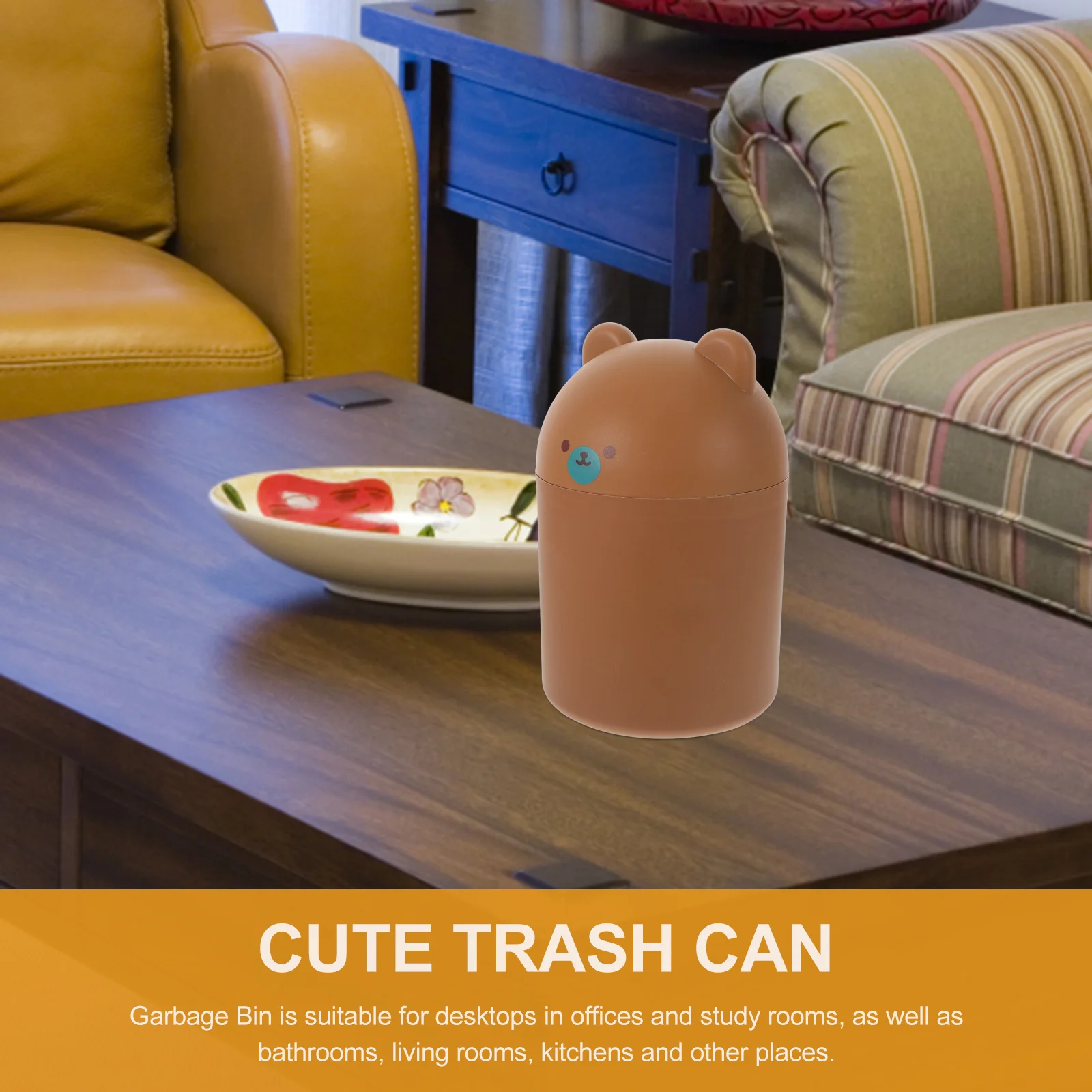 

1pc Desktop Can Cute Mini Garbage Bin For Home Office Study Wear-Resistant Trash Storage Box Multi-Function Trash Bucket