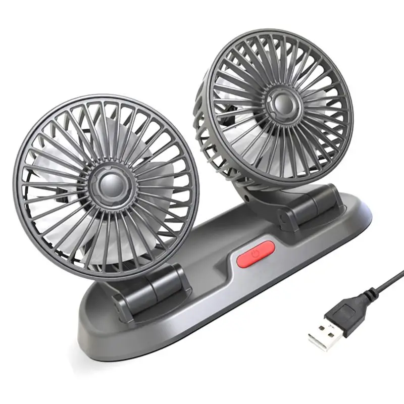 Customer Favorite USB Car Fan Double Head Fan Portable Auto Cooling Fan Cooling Big Wind Electric Fan Car Folding Fan For Car Ho
