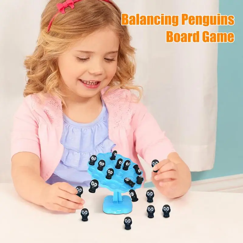 Balance Stacking Game Penguin Stacking Tower Game Interactive Educational Toys Desktop Balance Plate For Family Boys Girls