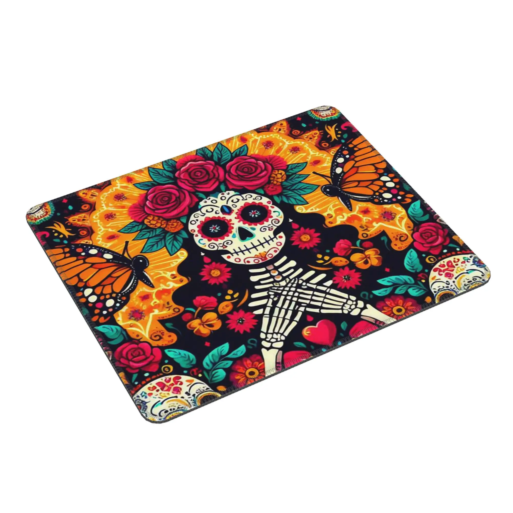 Mexican Sugar Skulls And Flowers Mouse Pad Computer Keyboard Mouse Mat Gaming PC Laptop Desk Mat Office Accessories Table Mats